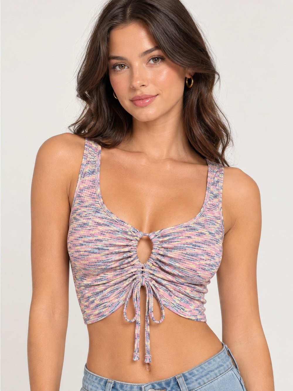 Forever 21 Ruched Knit Crop Tank Top in Multicolor